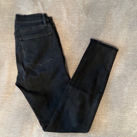 Frame Denim Black Ankle Le Skinny Jean with Front Split Distressed Seams Size 27 - Picture 5 of 5